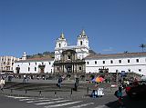Ecuador Quito 05-02 Old Quito Plaza San Francisco The Plaza de San Francisco is a vast cobblestone plaza dominated by the long whitewashed walls and twin bell towers of Ecuador�s oldest church, the Monastery of San Francisco.